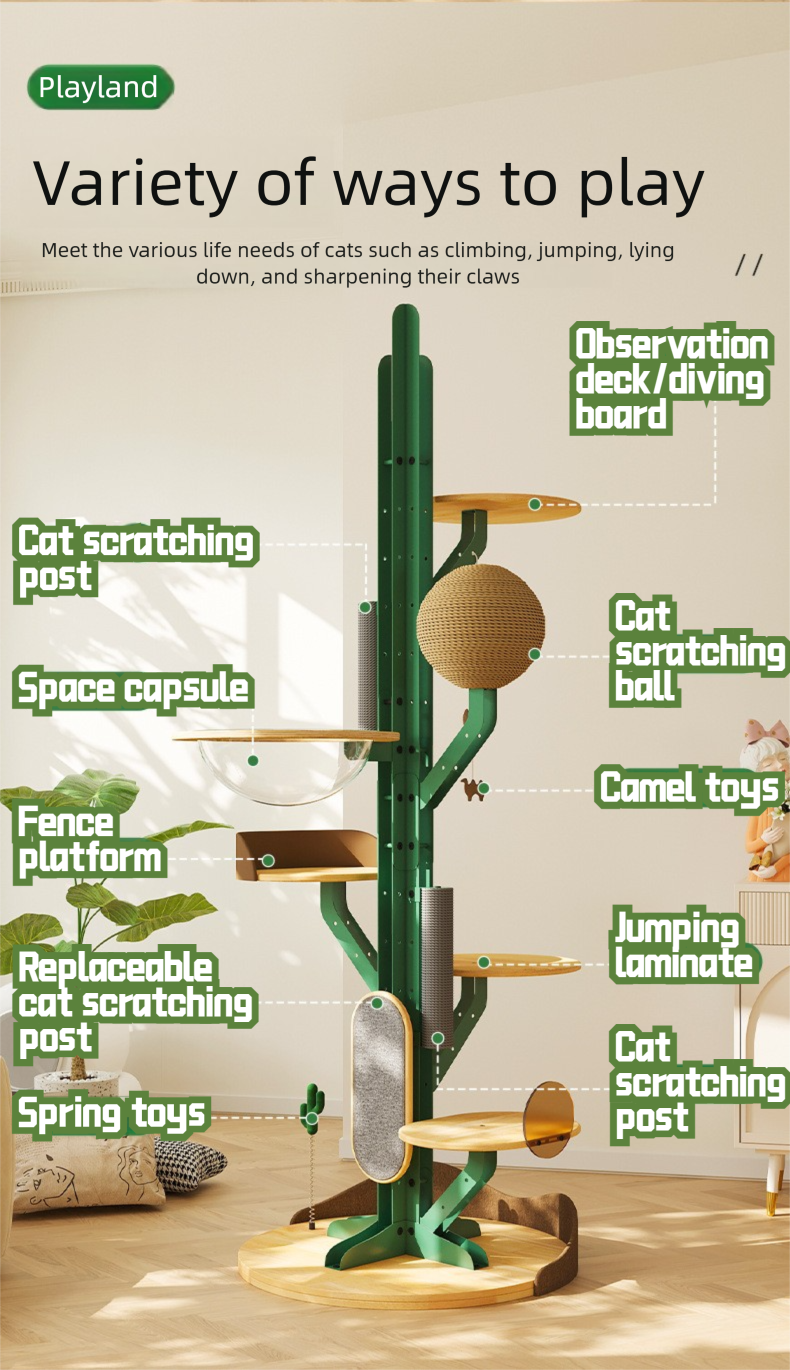 Cactus Solid Wood Cat Nest Tree